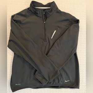 Nike 1/4 Zip Mens Black Tech Pocket Jacket Dri Fit Pullover LG